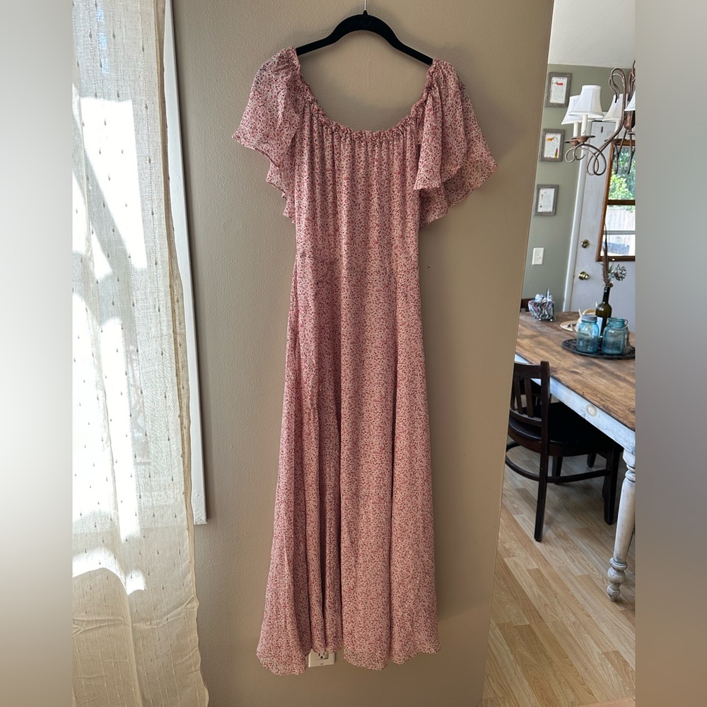 LoveShackFancy Silk Floral Off the Shoulder Dress Size 4